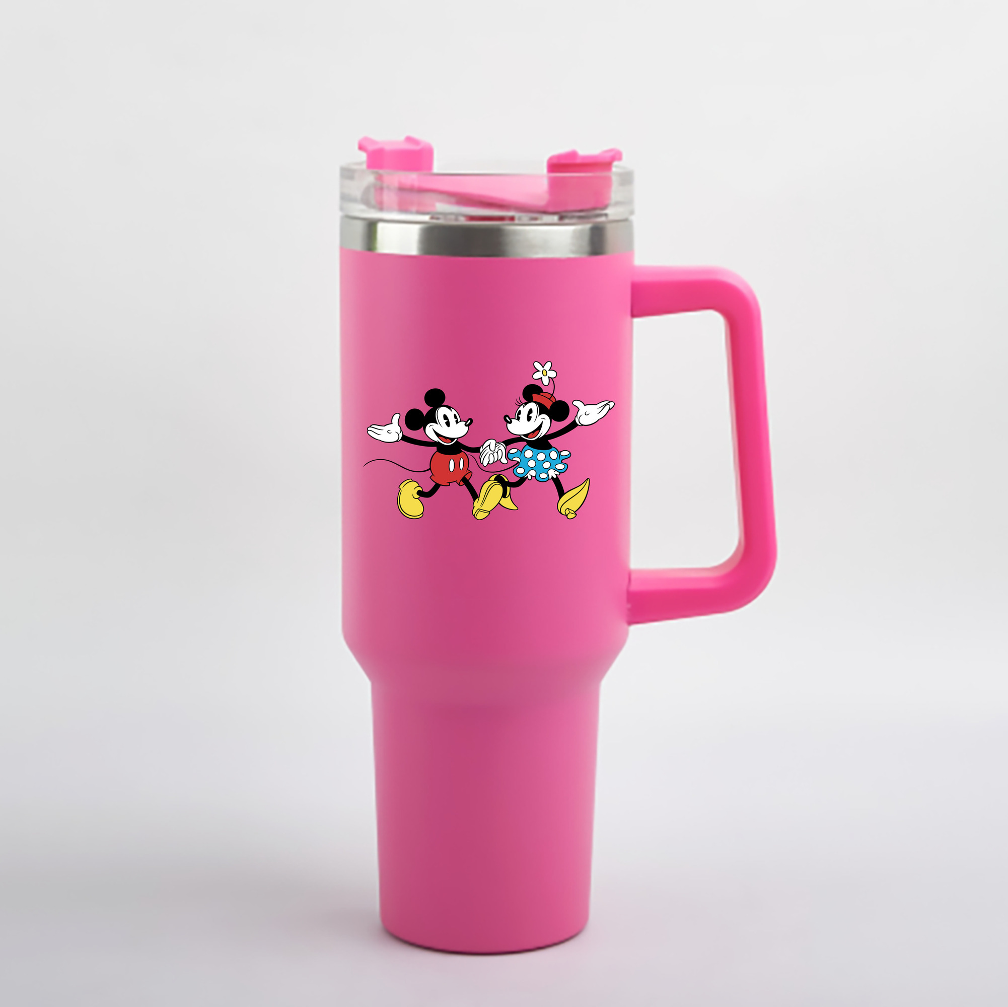（画像用） ミッキーマウス Mickey Mouse 1200mL車用タンブラー - クリスタルステッカー（プラスチックストロー付き）